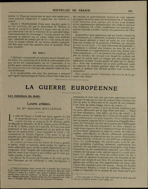 Nouvelles de France et Bulletin des Français résidant à l'étranger : chronique hebdomadaire de la presse française